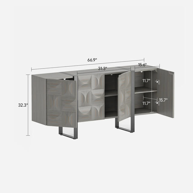 Antique 4-Door Sideboard (67'')
