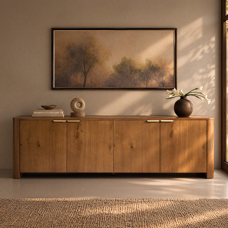 Elowen Oak Curved Media Console (72'')