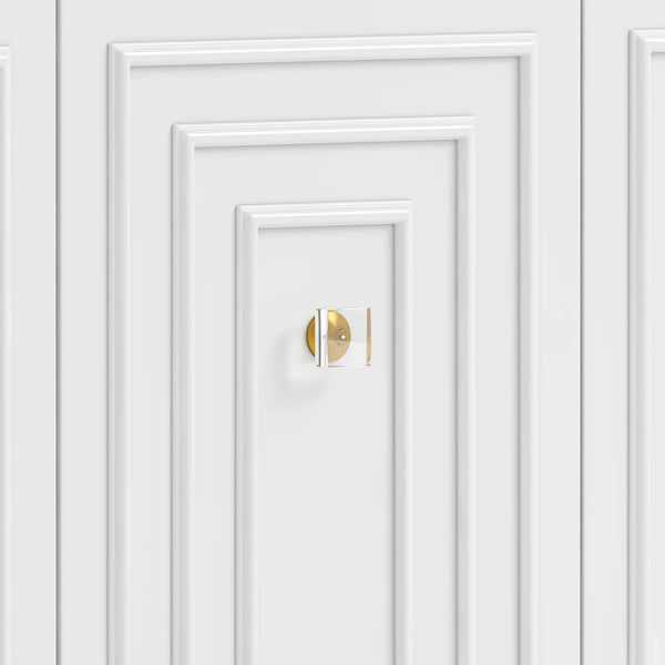 Vantix White Carved Glossy Sideboard (75")