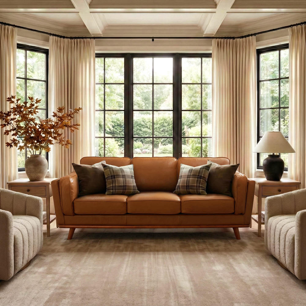 Thane Brown Genuine Leather Sofa (87")