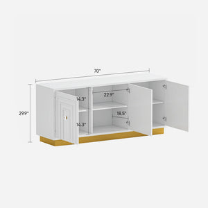 Vantix White Carved Glossy Sideboard (75")