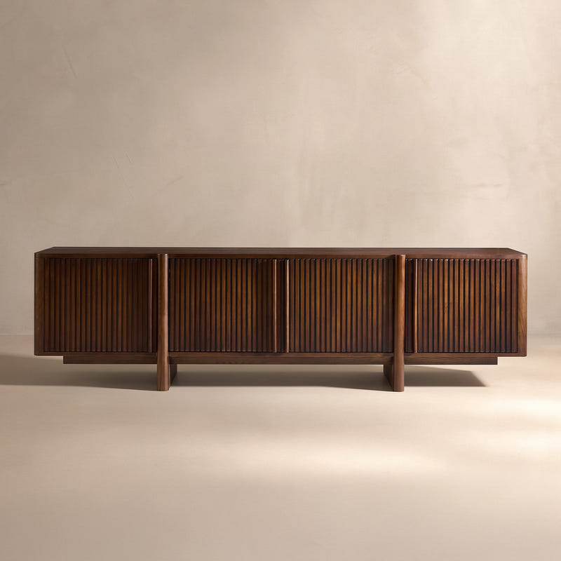Lira Ash Fluted Media Console (79'')