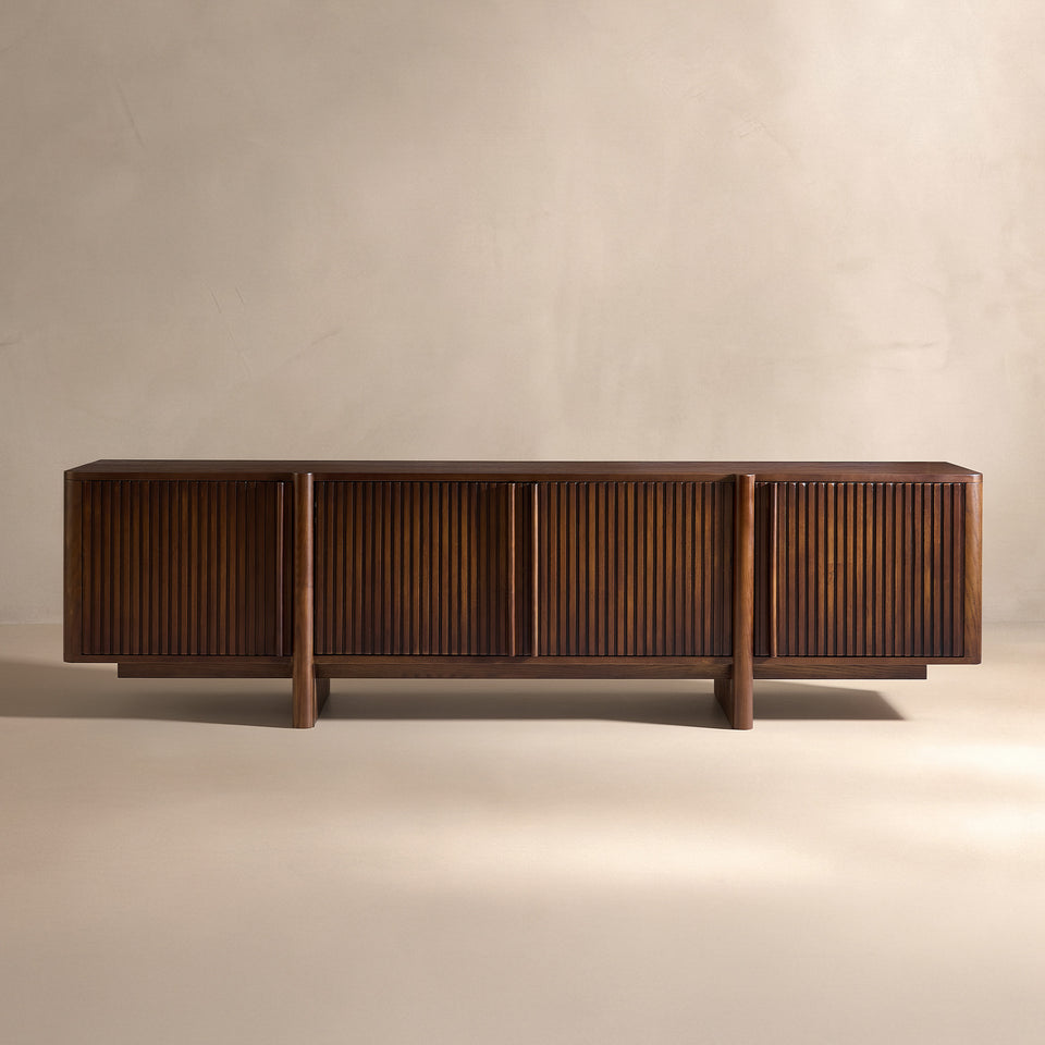 Lira Ash Fluted Media Console (79'')