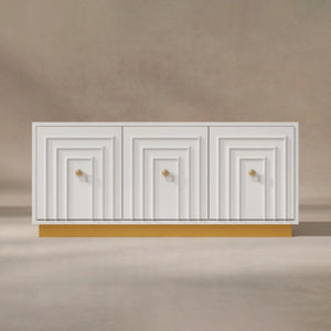 Vantix White Carved Glossy Sideboard (75")