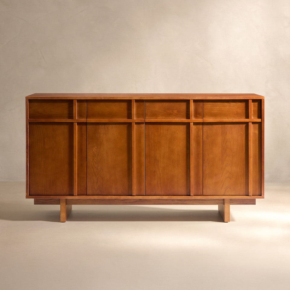 Kalen Ash Wood Geometric Sideboard (63'')