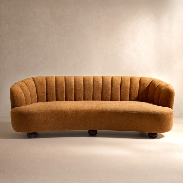 Velaf Chenille Curved Channeled Sofa (87'')