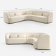 Giverny White Cotton & Linen Curved Sectional Sofa (158")