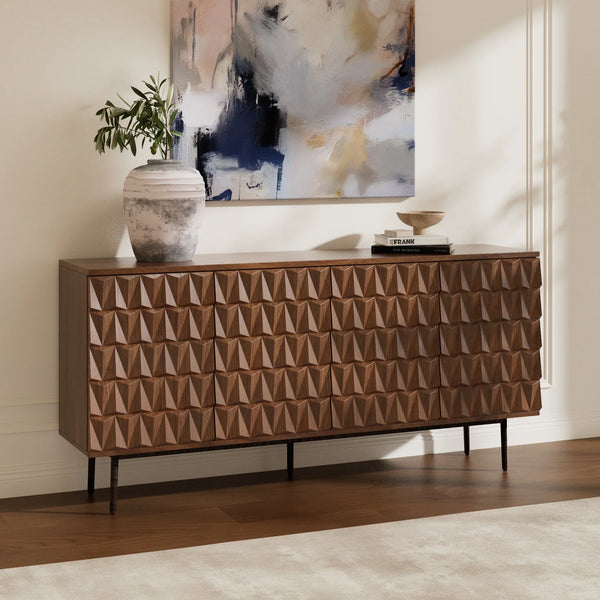Reco Carved Pattern Wood Sideboard (70'')