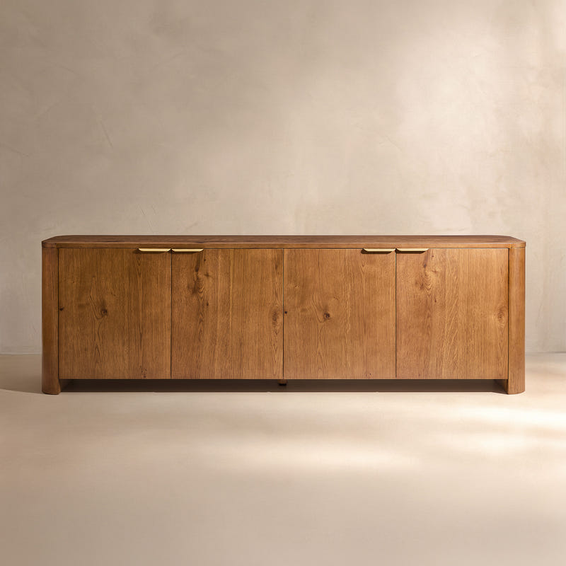 Elowen Oak Curved Media Console (72'')