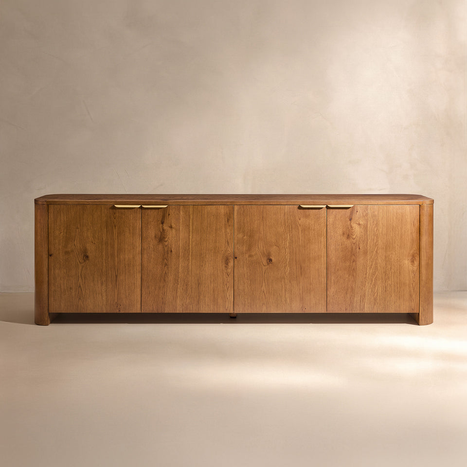 Elowen Oak Curved Media Console (72'')