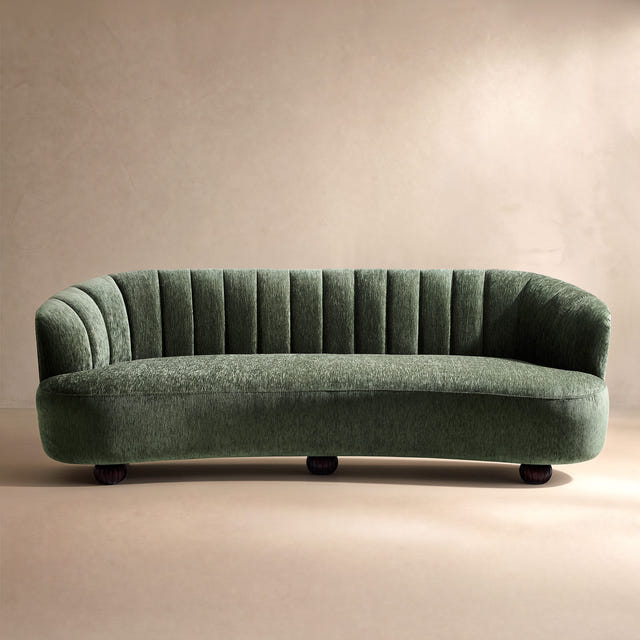 Velaf Chenille Curved Channeled Sofa (87'')