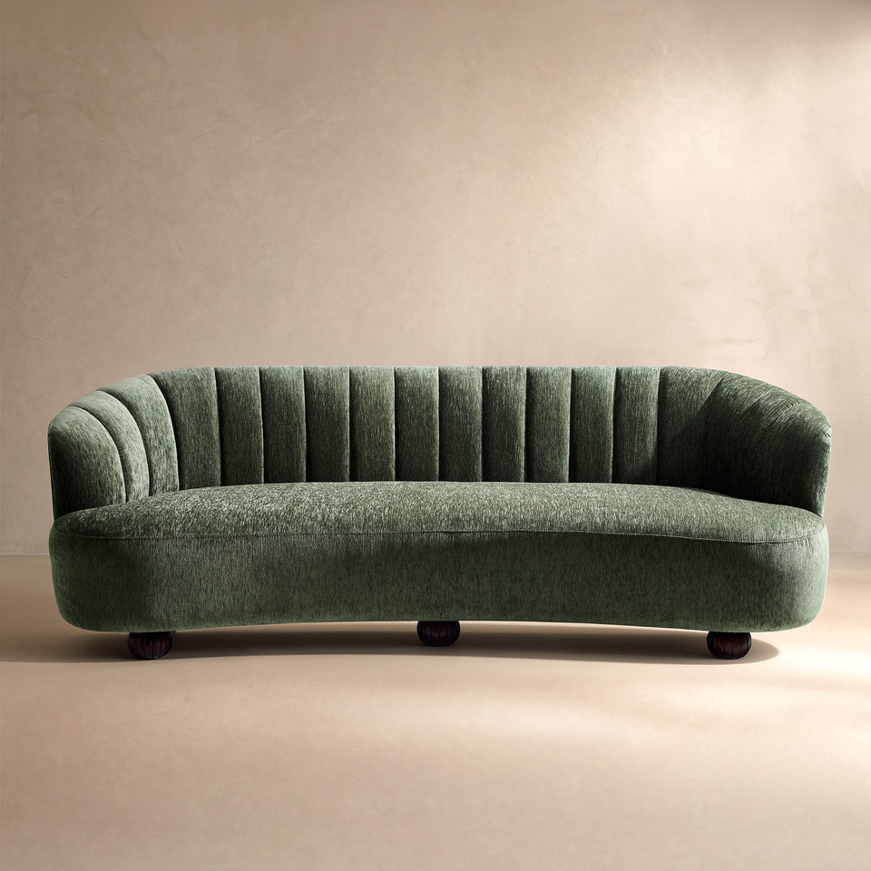Velaf Chenille Curved Channeled Sofa (87'')