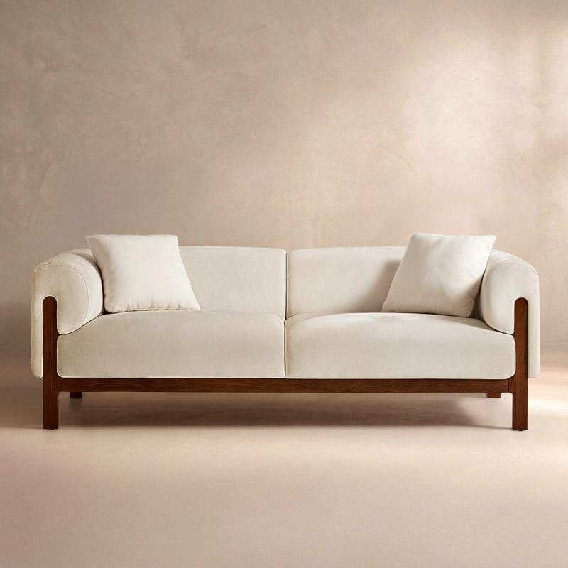 Cirrus White Velvet 3-Seater Sofa (84")