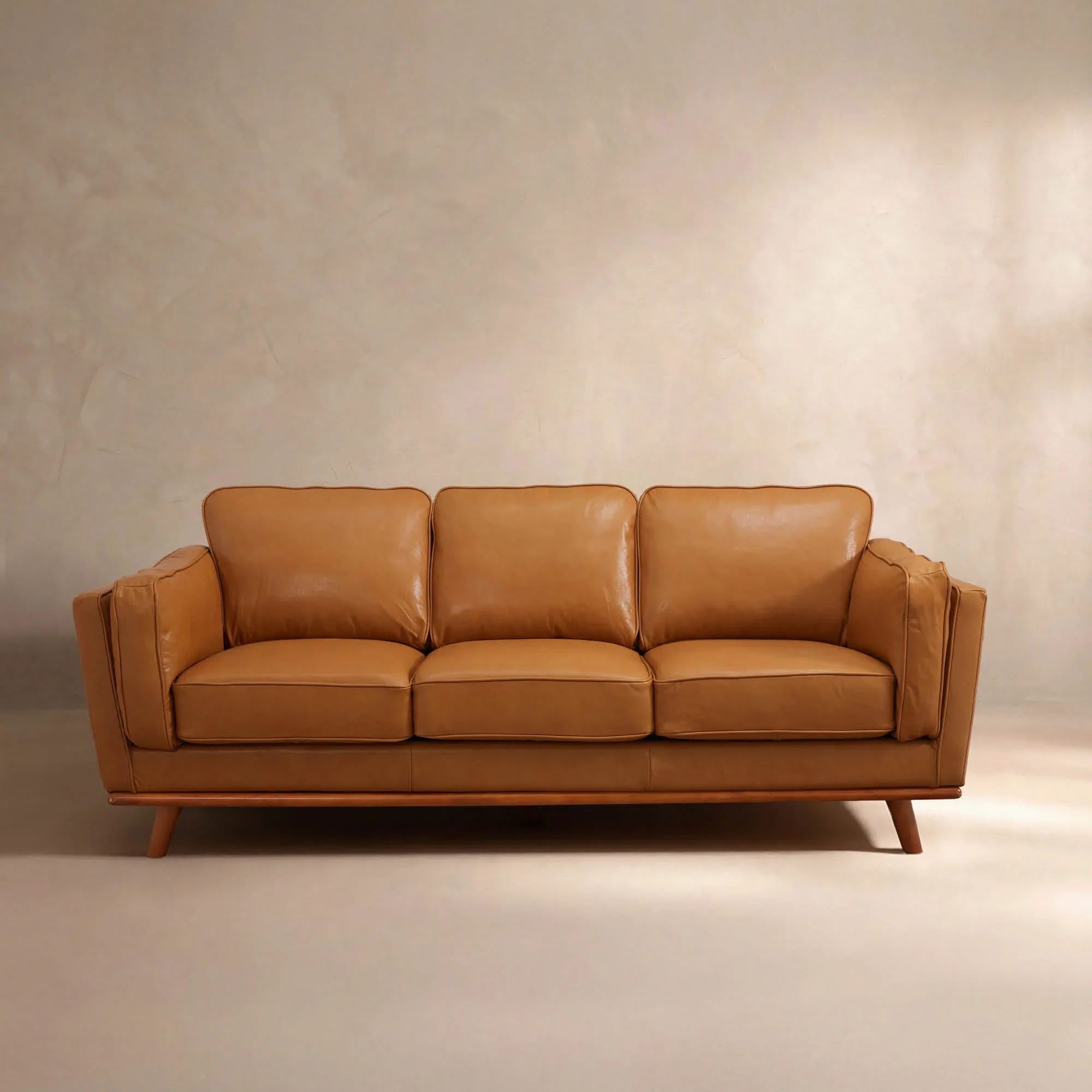 Thane Brown Genuine Leather Sofa (87")