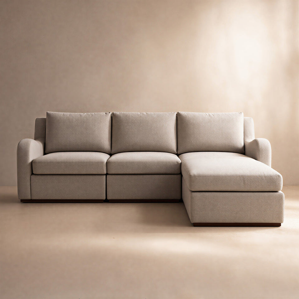 Arden Oatmeal Cotton & Linen Sofa with Ottoman (101")