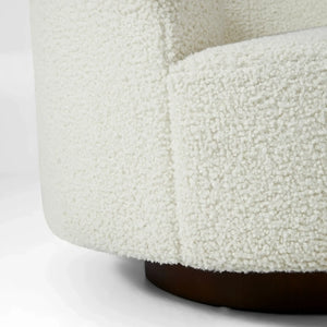Floccus White Bouclé Round Swivel Chair