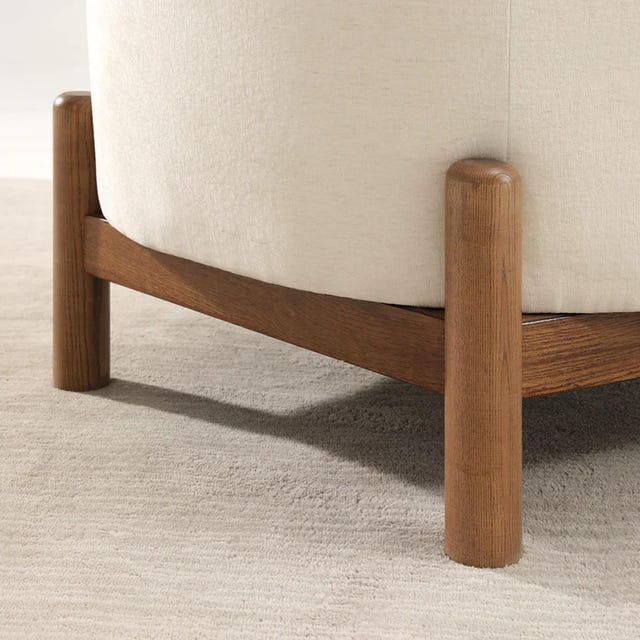 Giverny White Cotton & Linen Barrel Accent Chair