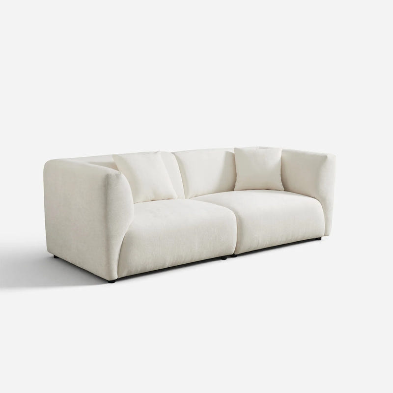 Celia White Chenille Modern Sofa (91'')