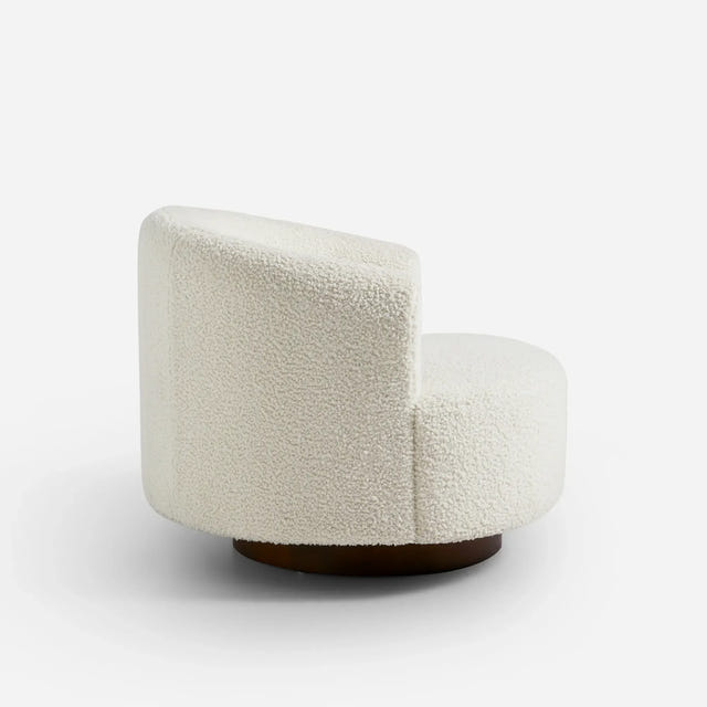 Floccus White Bouclé Round Swivel Chair