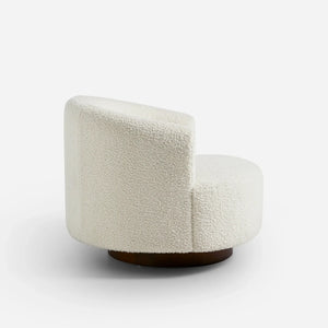 Floccus White Bouclé Round Swivel Chair