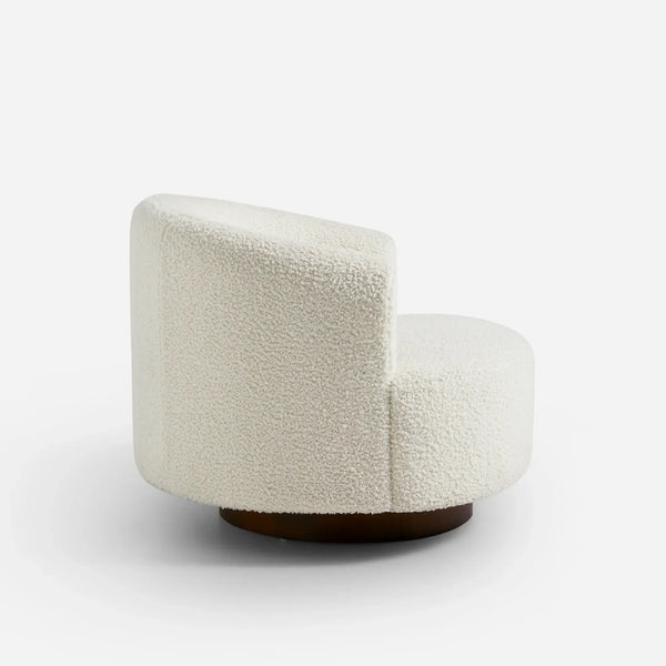 Floccus White Bouclé Round Swivel Chair