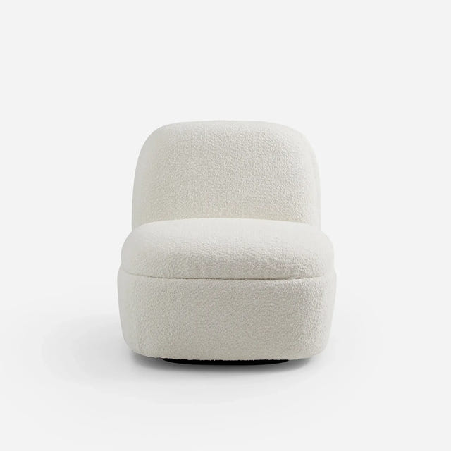 Niveous White Bouclé Swivel Chair