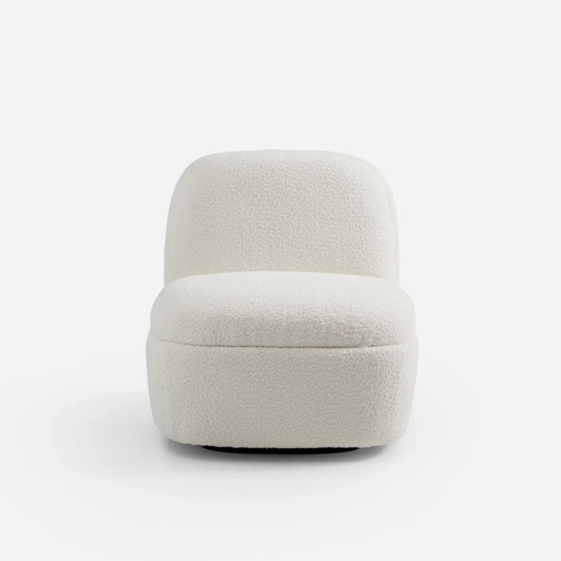 Niveous White Bouclé Swivel Chair