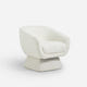 Nephele White Bouclé Barrel Swivel Chair