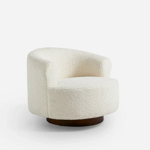 Floccus White Bouclé Round Swivel Chair