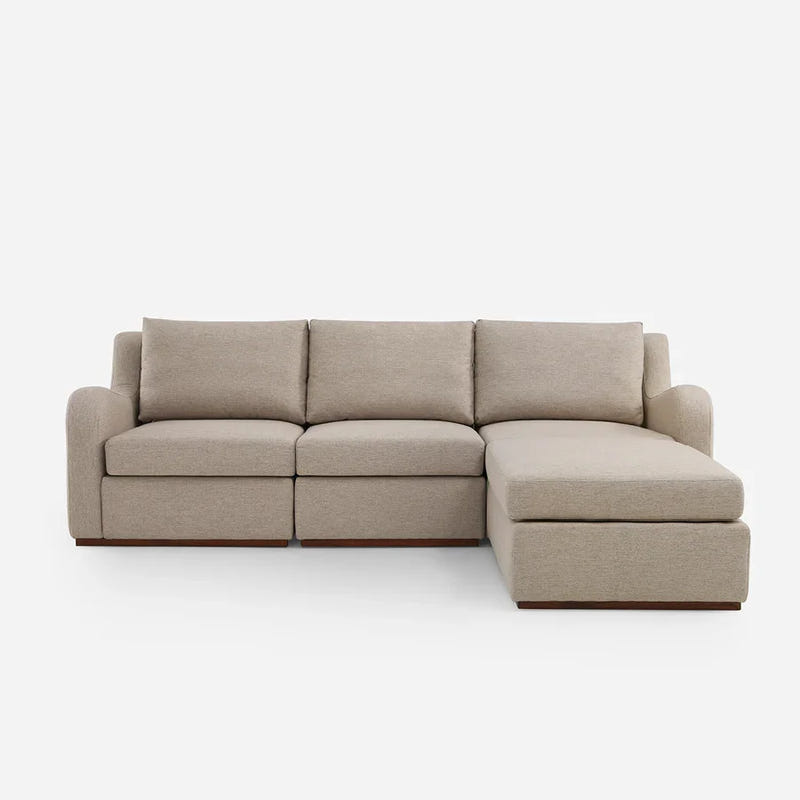 Arden Oatmeal Cotton & Linen Sofa with Ottoman (101")