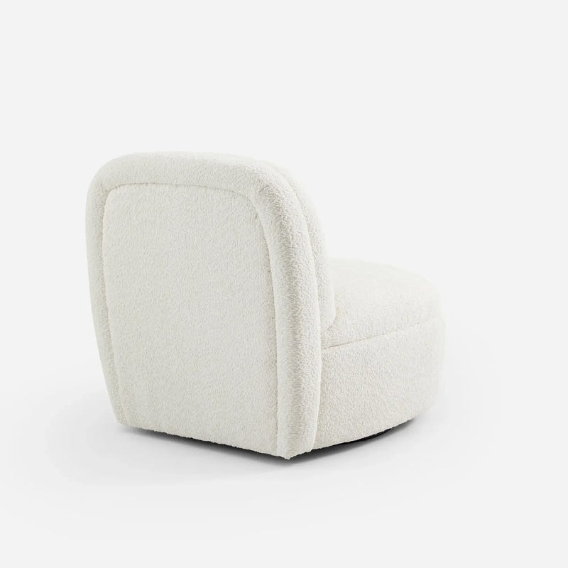 Niveous White Bouclé Swivel Chair