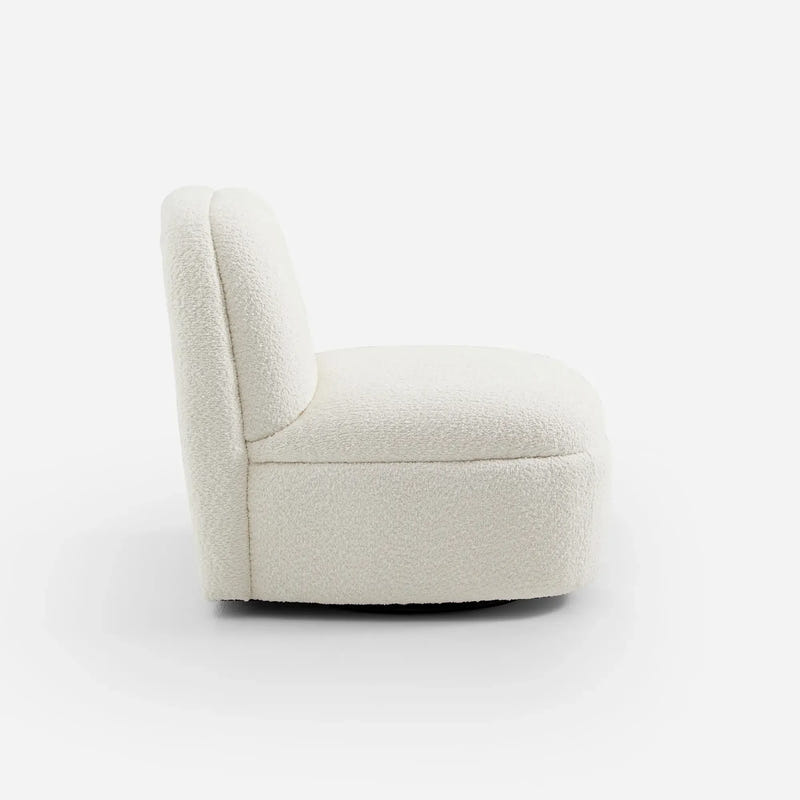 Niveous White Bouclé Swivel Chair
