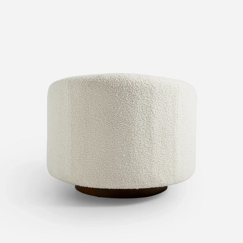 Floccus White Bouclé Round Swivel Chair