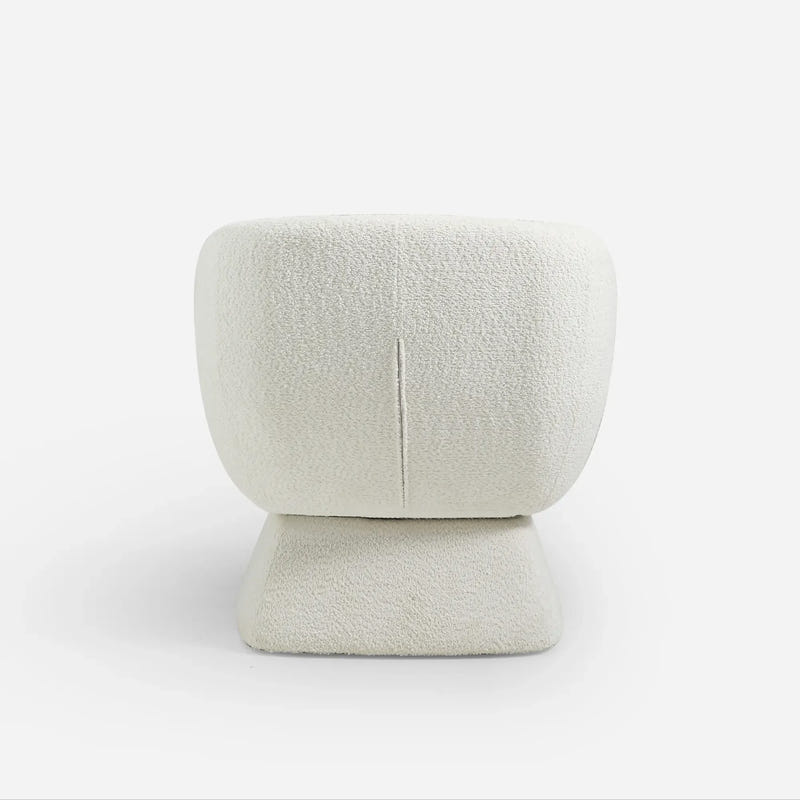 Nephele White Bouclé Barrel Swivel Chair
