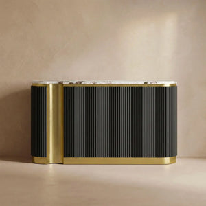 Rhyzo Faux Marble Fluted Oval Sideboard (62")