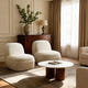 Niveous White Bouclé Swivel Chair