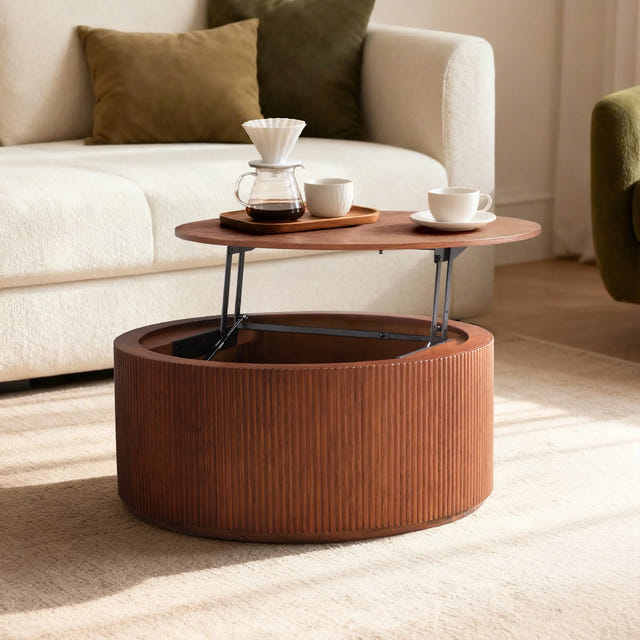 Esmond Fluted Round Lift-Top Coffee Table (35")