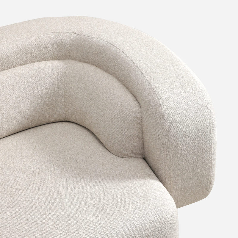 Covan White Cotton & Linen Curved Sofa (104'')