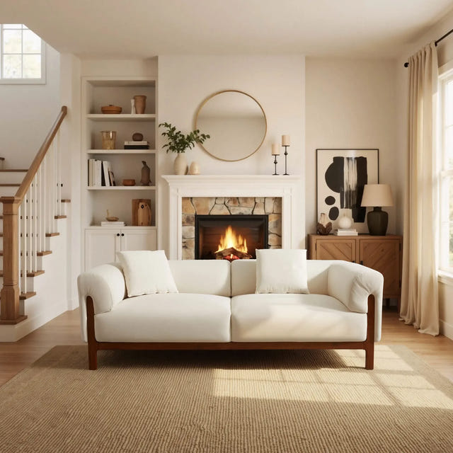 Cirrus White Velvet 3-Seater Sofa (84")