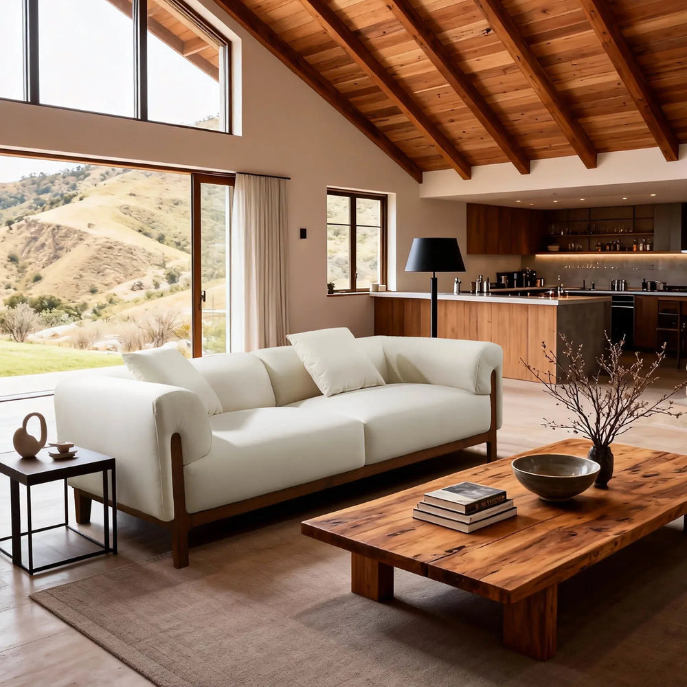 Cirrus White Velvet 3-Seater Sofa (84")