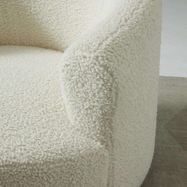 Floccus White Bouclé Round Swivel Chair