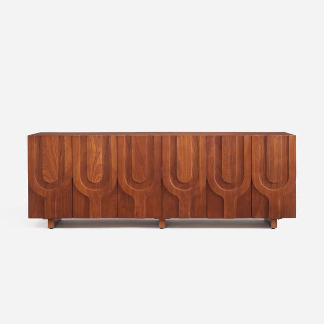 Vidar Carved Mindi Wood Media Console (78")