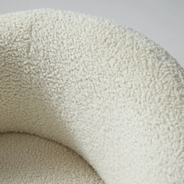 Floccus White Bouclé Round Swivel Chair