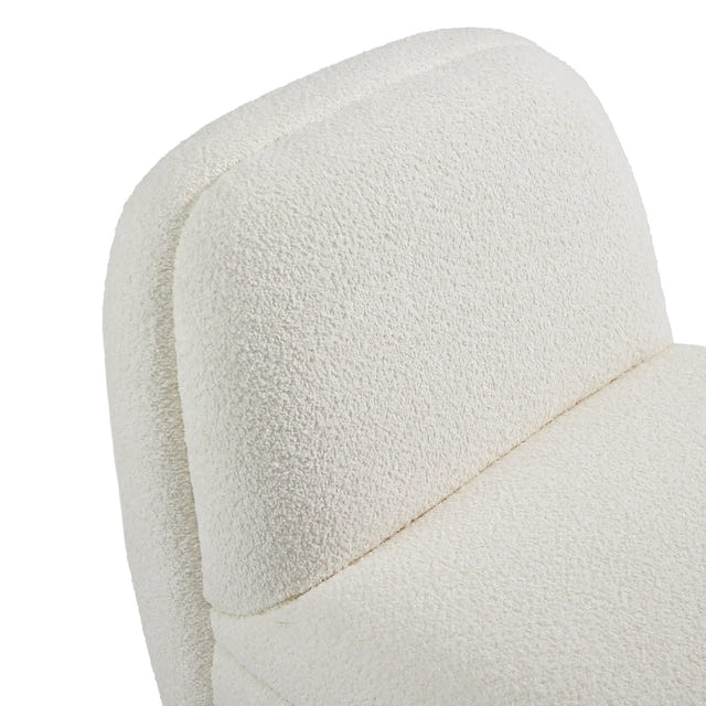Niveous White Bouclé Swivel Chair