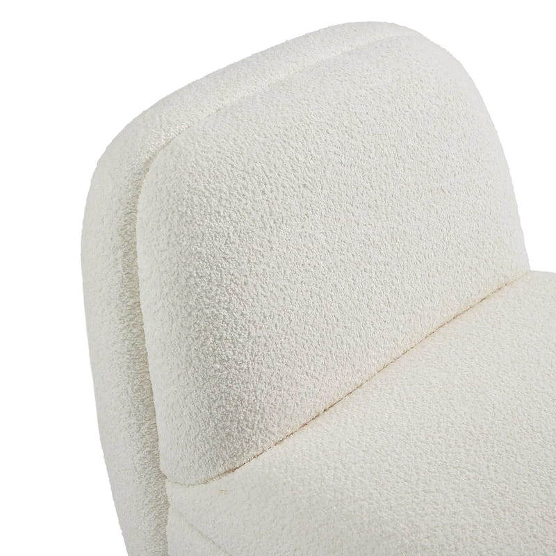 Niveous White Bouclé Swivel Chair
