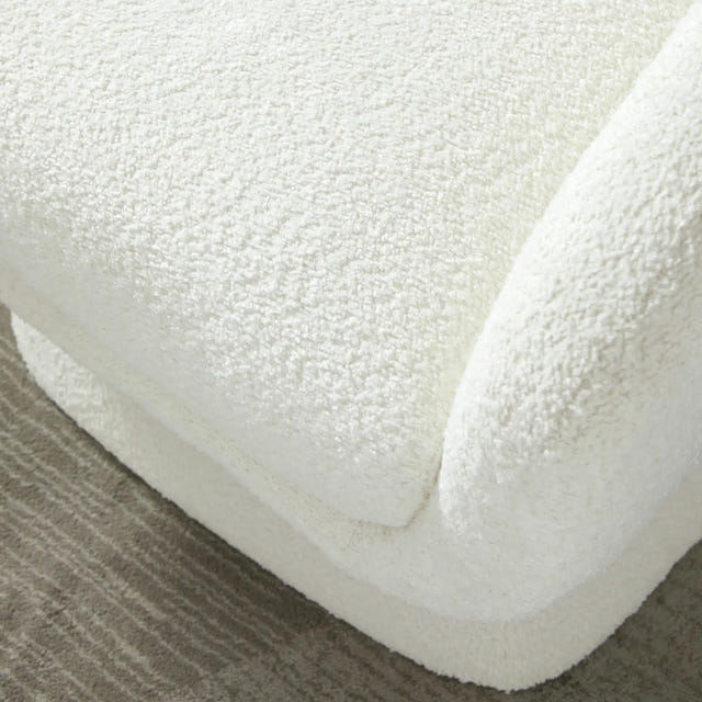 Nephele White Bouclé Barrel Swivel Chair