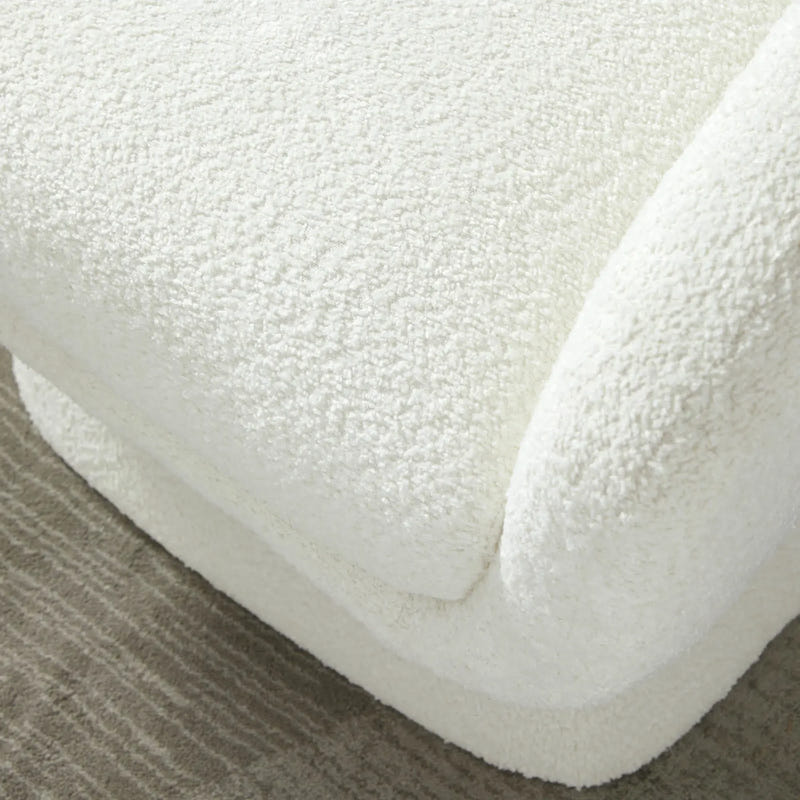 Nephele White Bouclé Barrel Swivel Chair
