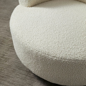 Floccus White Bouclé Round Swivel Chair