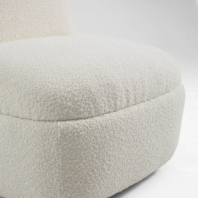 Niveous White Bouclé Swivel Chair