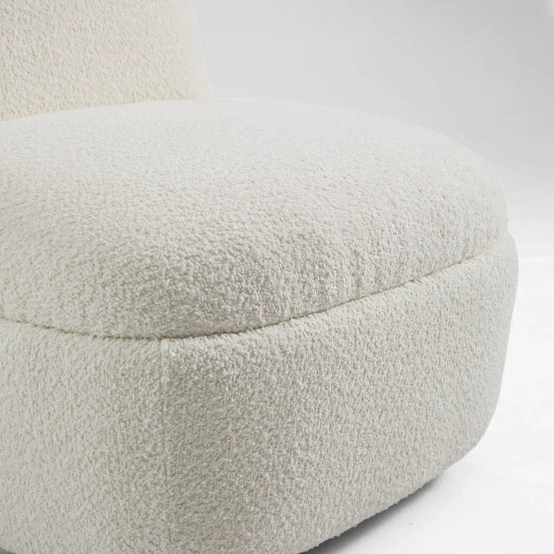 Niveous White Bouclé Swivel Chair